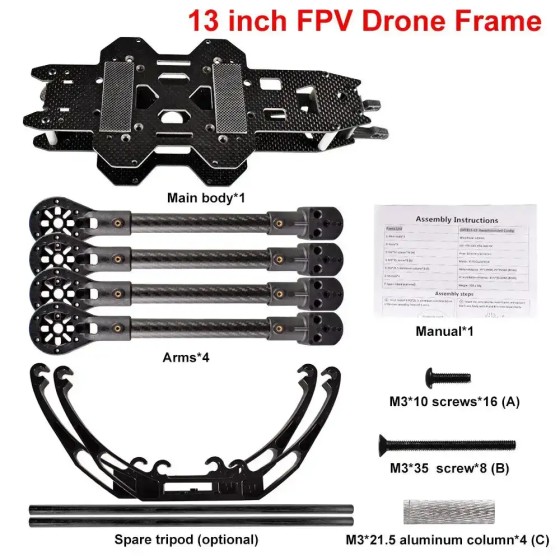 Wholesale 13-inch/15-inch Racing Drones Frame Carbon Fiber Crossing Machine with for Drone Enthusiasts